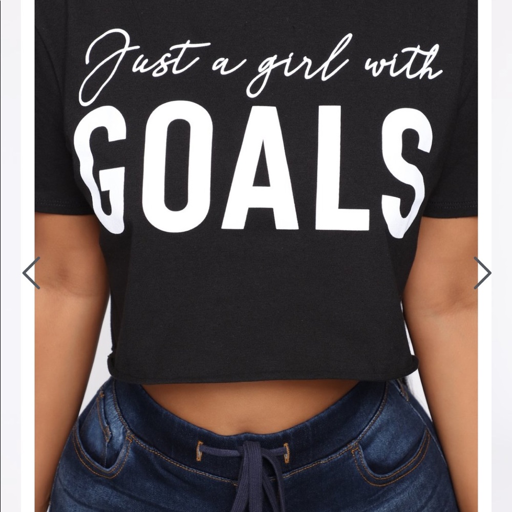 COPY - “Just a Girl with Goals” Black crop Tee